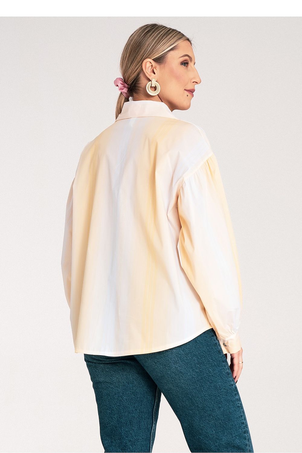 Chic styling of Figl Women's Long Sleeve Shirt in EU S/M | US S/M, accentuating modern fashion trends with its luxurious striped design.