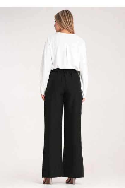 Figl Women's Elegant High-Waisted Trousers in S/M, featuring a loose fit and straight cut with practical pockets, ideal for sophisticated style.