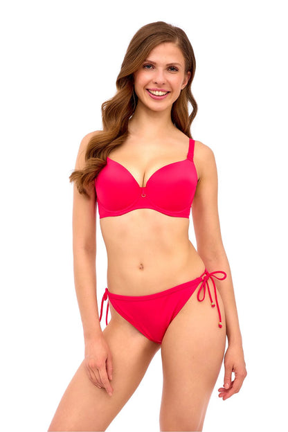 Lupo Line Women's coral swimming bra with push-up cups, elegant design emphasizing femininity and summer style.