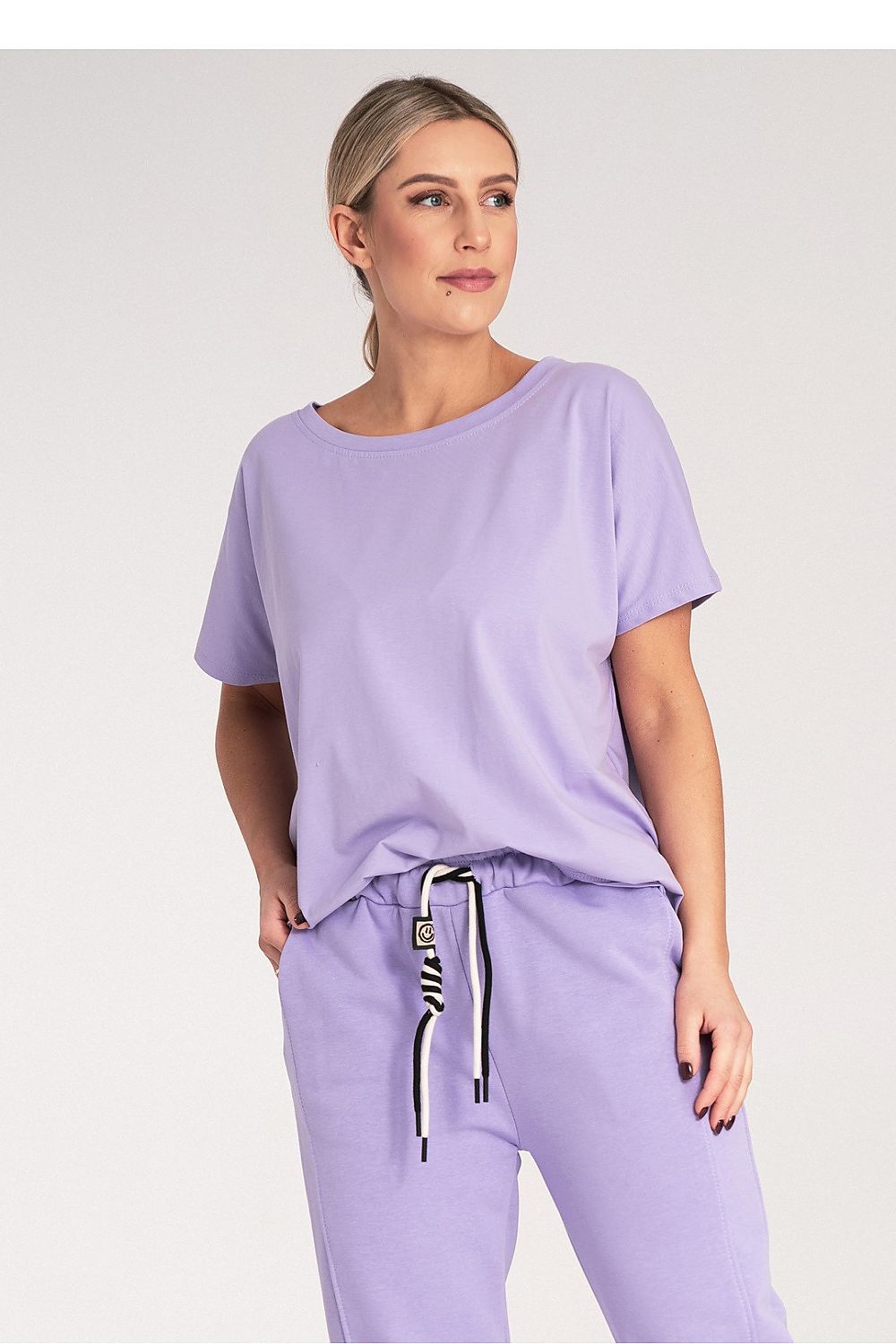 Stylish Figl Women's Cotton-Blend T-Shirt in luxurious design, showcasing short sleeves and elegant round neckline in a flattering fit.