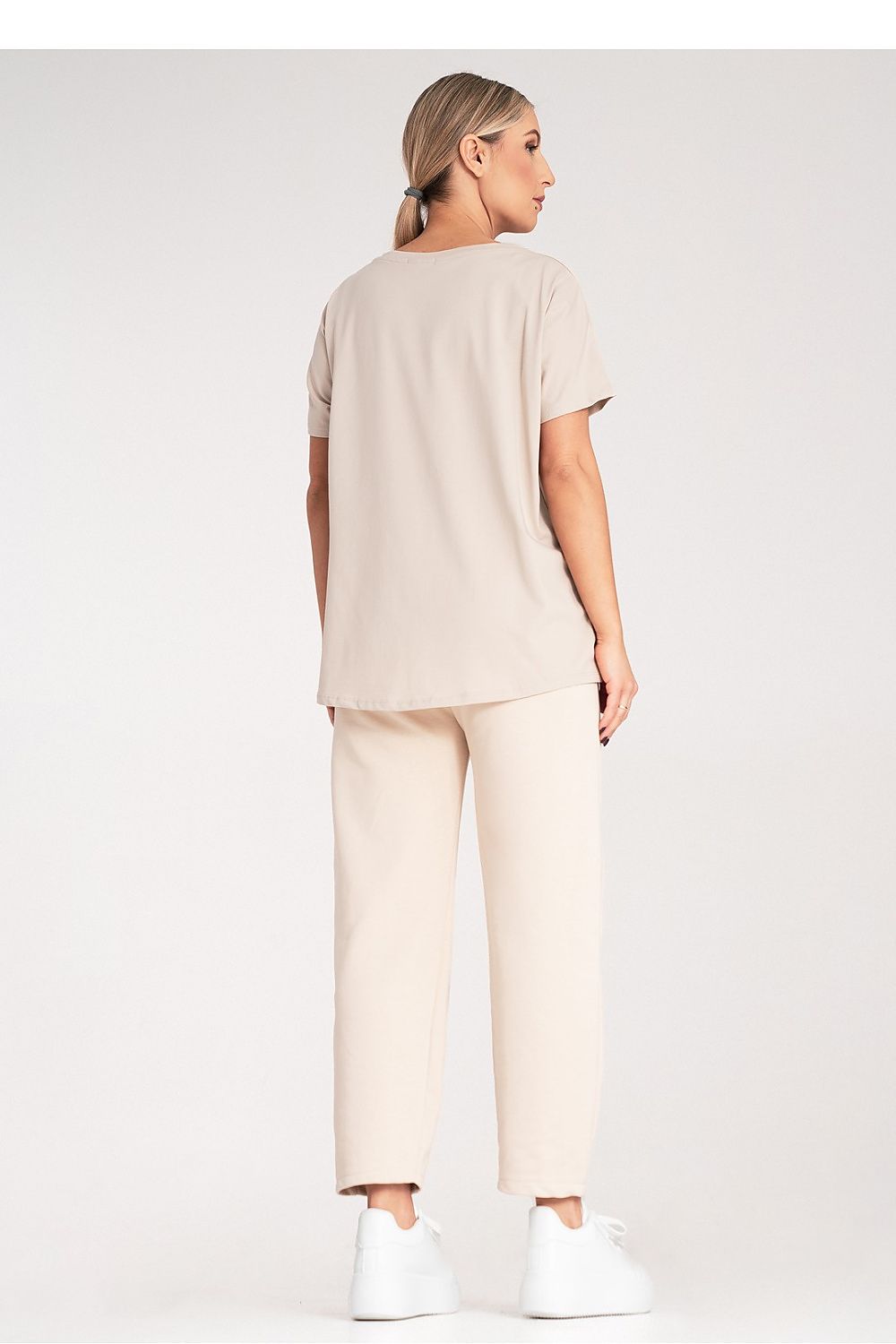 Chic women's cotton-blend short sleeve T-shirt by Figl, exuding luxury and style for the modern woman.