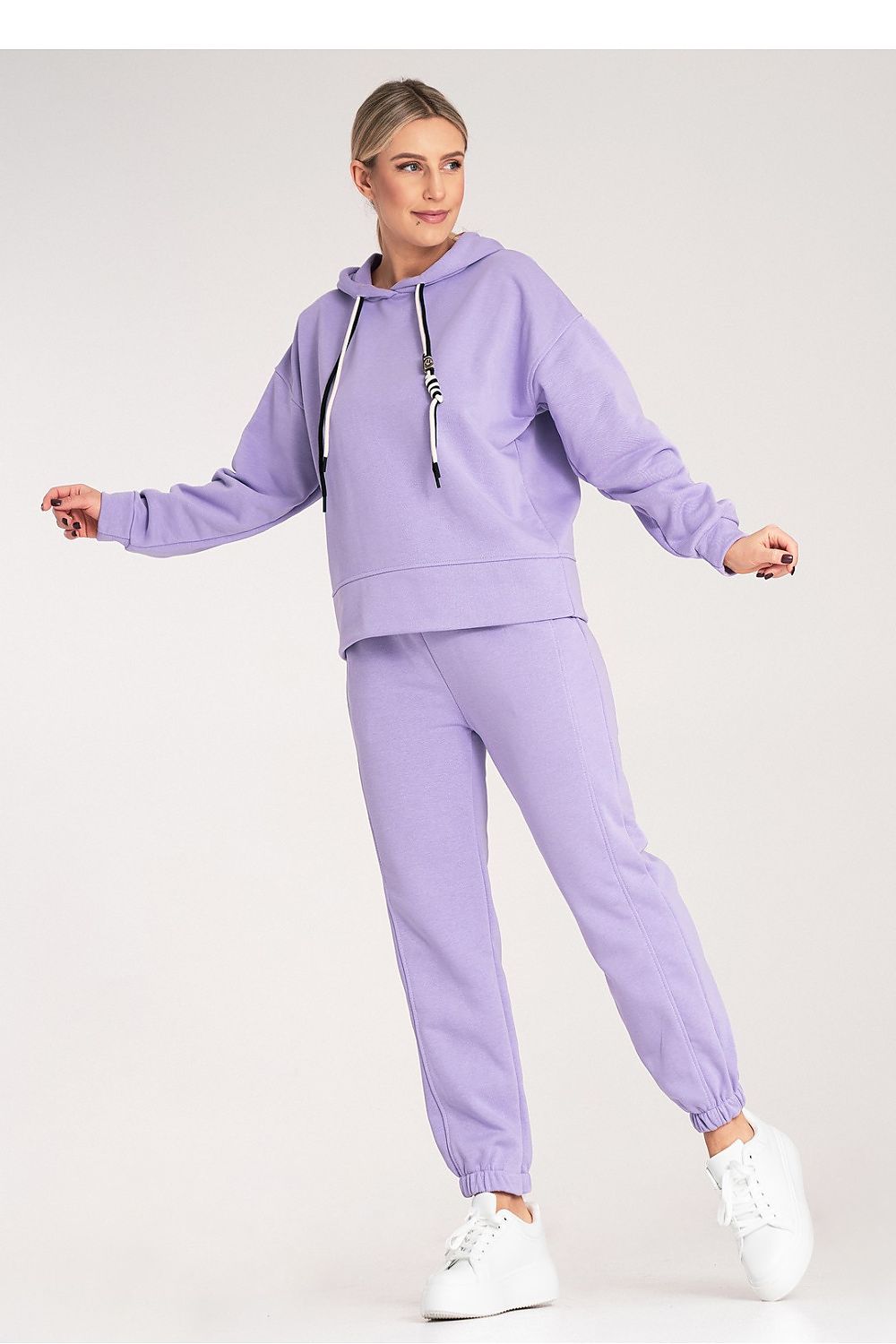 Elegant Figl adjustable waist pants, designed for comfort and style, perfect complement to the cotton blend hoodie.