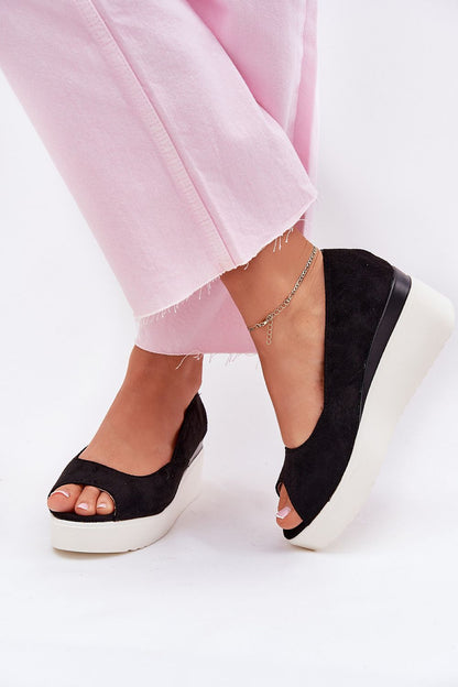 Stylish wedge heel sandals for women made from eco-suede by Step in Style, featuring a comfortable design and perfect for pairing with summer dresses and skirts.