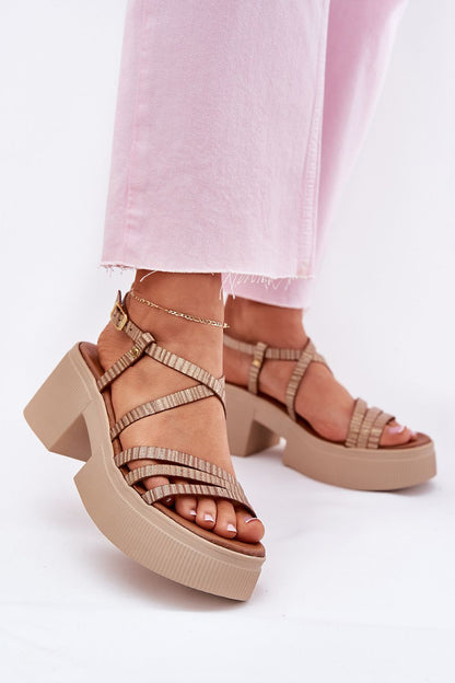 Elegant natural leather women's heel sandals with platform from Step in Style, showcasing a sophisticated design perfect for summer fashion.