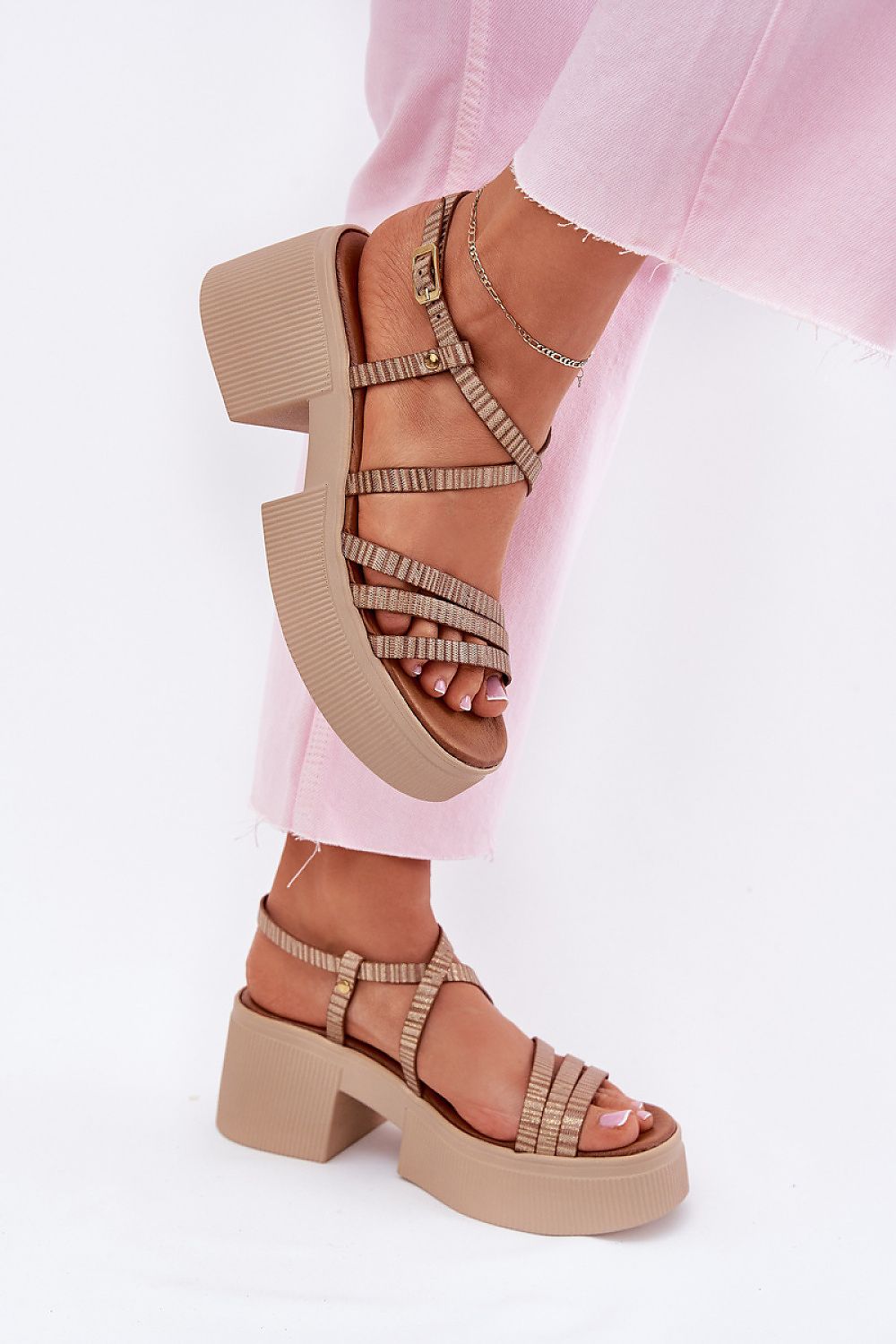 Elegant and comfortable women's heel sandals featuring a 7 cm heel and adjustable buckle, made from natural leather by Step in Style for timeless summer elegance.