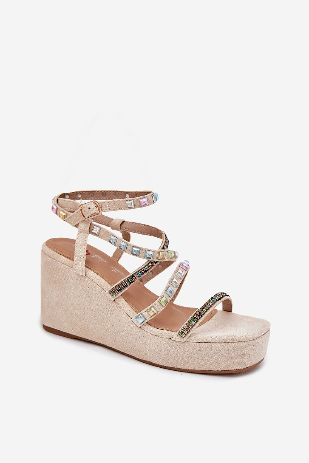 Step in Style luxury eco-suede wedge sandals with embellished straps showcasing a stylish design ideal for warm-weather outfits.