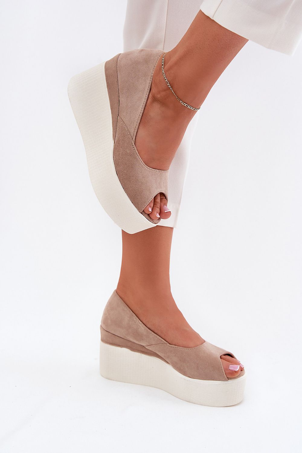 Luxurious Women's Eco Suede Platform Wedge Sandals from Step in Style, designed to elevate your summer wardrobe with a stylish 9cm wedge heel.