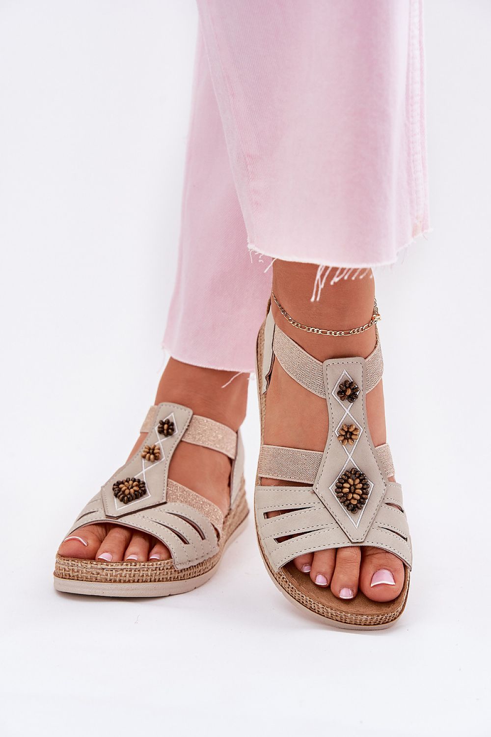 Luxury INBLU women's wedge sandals showcasing a delicate design with a comfort insole, made from natural leather, from Step in Style, available in sizes EU 36 to 41.