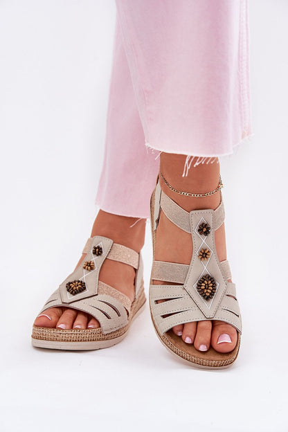 Luxury INBLU women's wedge sandals showcasing a delicate design with a comfort insole, made from natural leather, from Step in Style, available in sizes EU 36 to 41.
