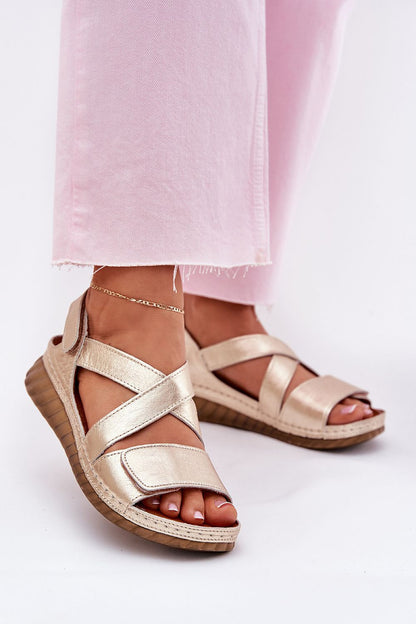 Elegant Maciejka women's natural leather sandals featuring a chic 5cm wedge heel, perfect for summer outings, designed by Step in Style.