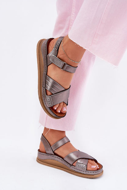 Maciejka Women's Leather Platform Sandals with Velcro Straps, crafted by Step in Style, embody summer elegance and comfort, showcasing natural leather and interwoven straps, ideal for stylish everyday wear.