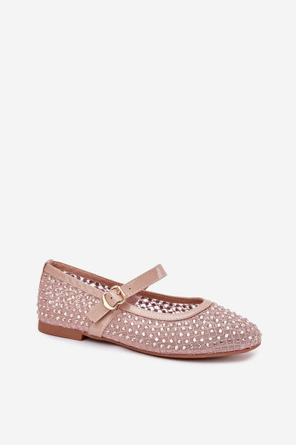 Close-up view of Step in Style's exquisite ballerina flats showcasing delicate rounded toes and a chic buckle for an elevated everyday look.