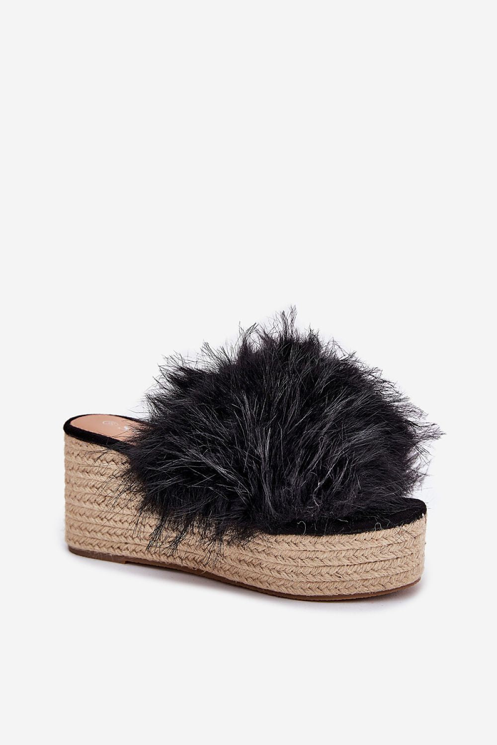 Step in Style luxurious ladies' wedge platform slippers with fur, featuring an 8.5 cm heel, perfect for summer elegance.