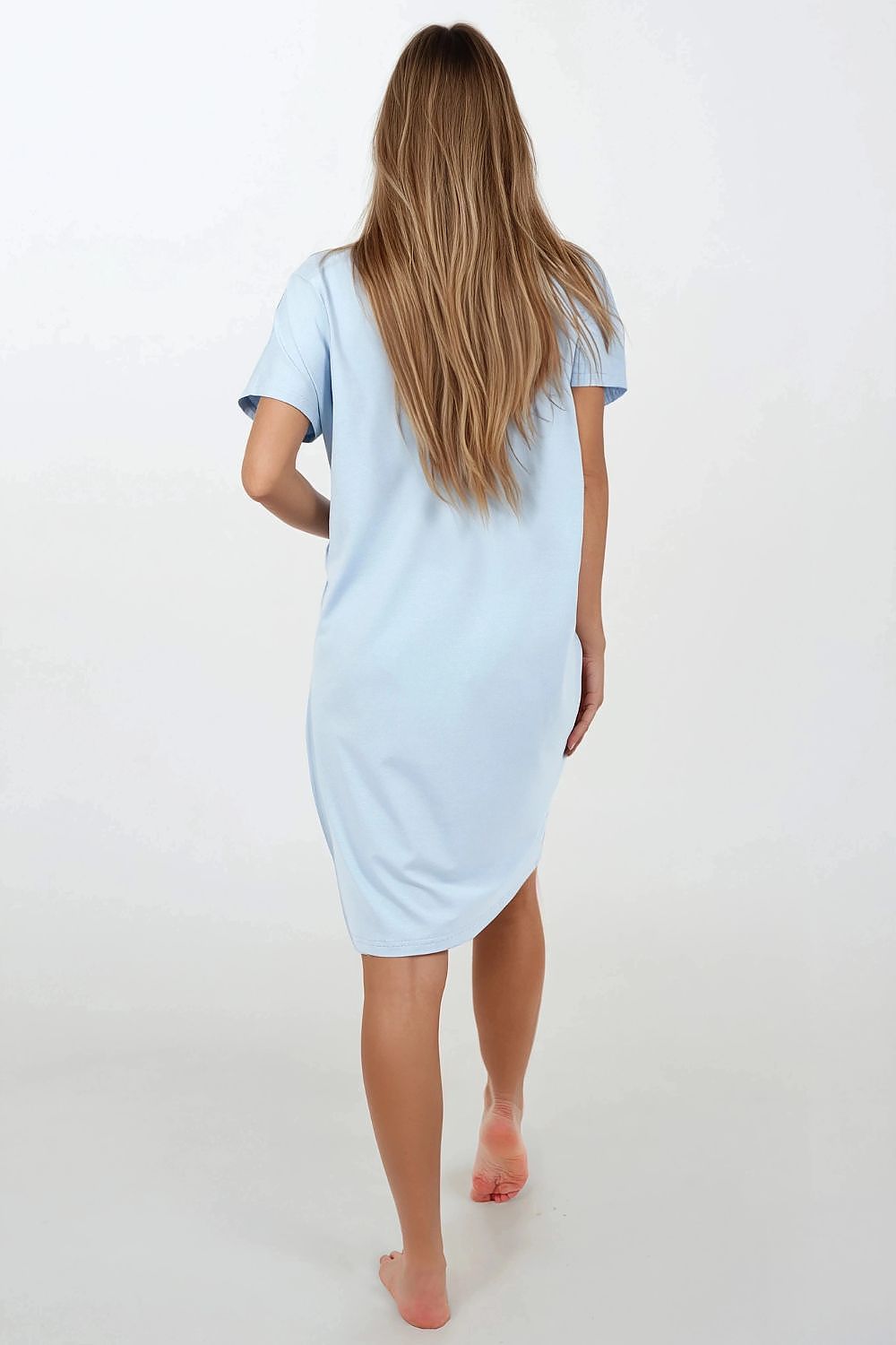 Elegant oversized nightgown for women from Momenti Per Me, crafted from soft and hypoallergenic fabric, ensuring ultimate comfort and style for sensitive skin.
