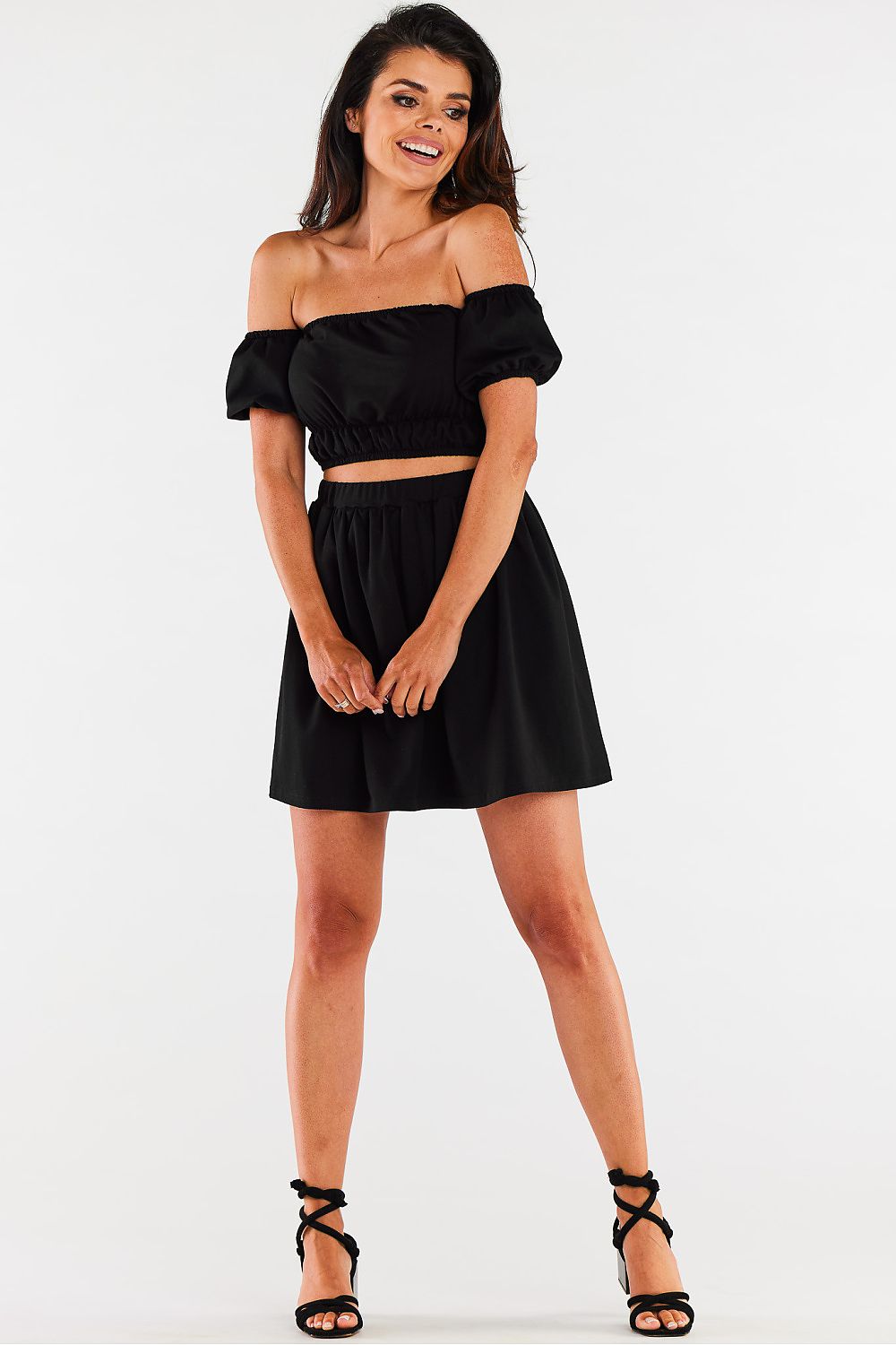 Elegant flared short skirt by Infinite You, showcasing a smooth cotton blend fabric in a luxurious design, ideal for both casual and special occasions.