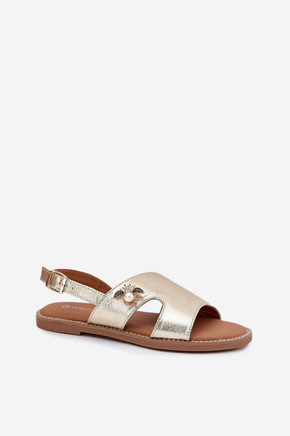 Close-up of Step in Style women's eco leather sandals, highlighting the soft leather insole and adjustable strap for ultimate comfort and style.