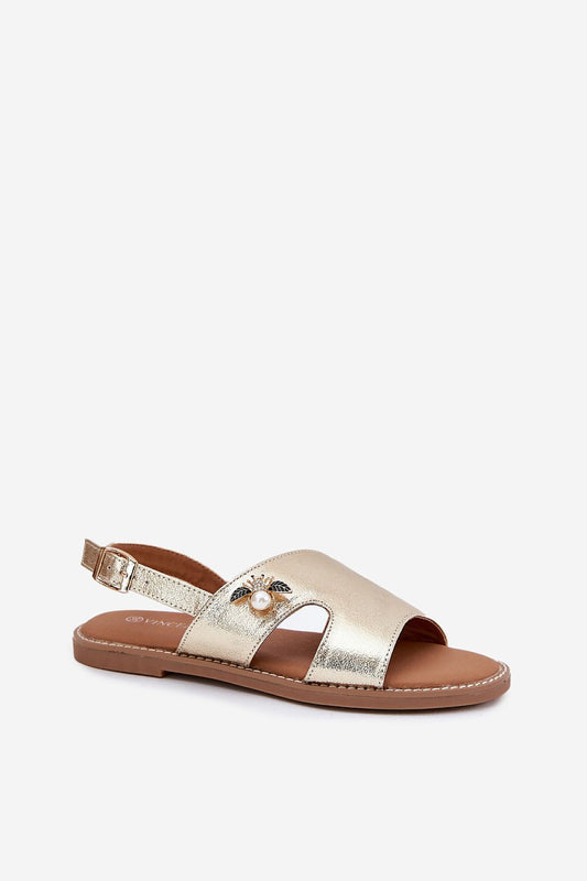 Close-up of Step in Style women's eco leather sandals, highlighting the soft leather insole and adjustable strap for ultimate comfort and style.