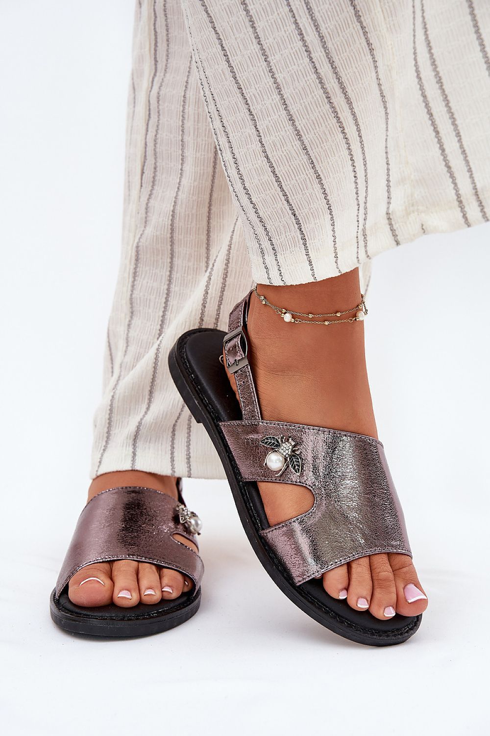 Elegant women's eco leather sandals by Step in Style featuring adjustable buckle in a chic summer design, sizes EU 36-39.