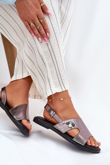 Stylish women's flat heel sandals by Step in Style made of high-quality eco leather, showcasing adjustable strap and elegant summer aesthetics.