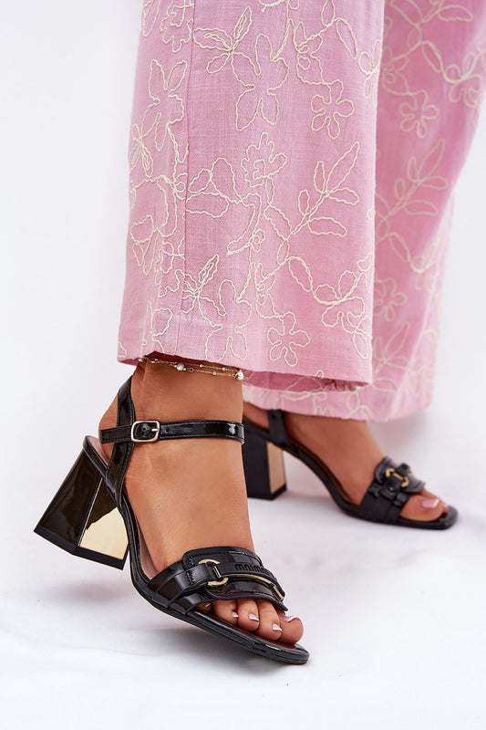 Elegant natural leather heel sandals for women by Step in Style, showcasing a decorative strap and buckle fastening, perfect for summer occasions.