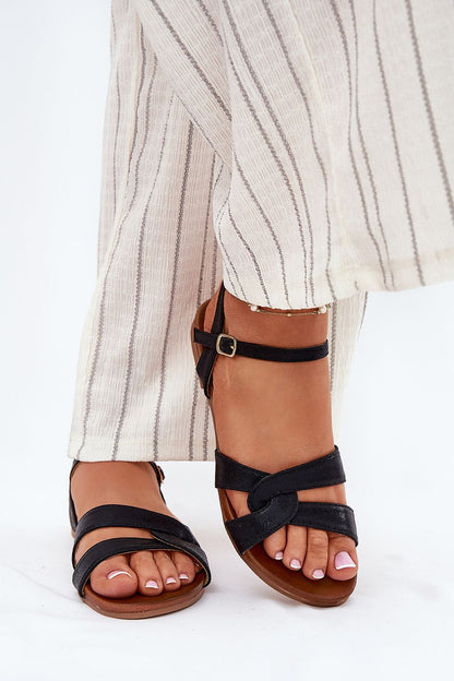 Luxury women's adjustable eco-leather sandals from Step in Style, featuring a classic design, comfort fit, and a flat sole, ideal for summer wear in EU sizes 36-41.