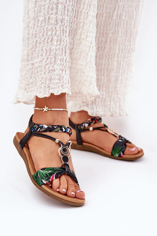 Luxury Women's eco-leather sandals with braided strap adorned with sparkling zircons, showcasing comfort and style by Step in Style.