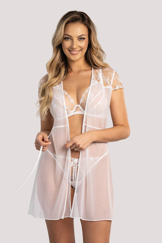 Unikat Rubi Peignoir - Elegant lace-trimmed cover-up in transparent fabric, perfect for romantic evenings and sensual moments.