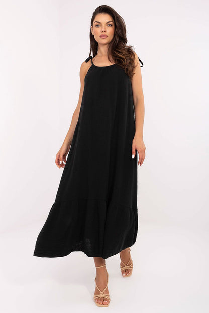 Fashionable Och Bella Women's Midi Dress in EU 0 size, featuring an elegant ruffled hem and a chic round neckline for ultimate style and comfort.