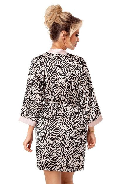 Donna's sophisticated satin bathrobe for women, exemplifying elegance with its 7/8 length sleeves and flattering fit, a perfect addition to a luxury wardrobe.