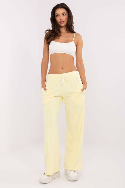 Relevance luxury high-waisted tracksuit trousers in soft cotton-polyester, emphasizing comfort and versatility for casual wear.