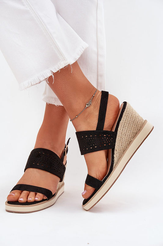 Elegant women's eco suede wedge sandals with adjustable strap by Step in Style, showcasing a stylish braided design perfect for summer outings.