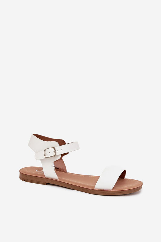 Luxurious eco-friendly leather sandals for women by Step in style, designed with a flat heel and adjustable buckle for a tailored fit, ideal for everyday elegance.