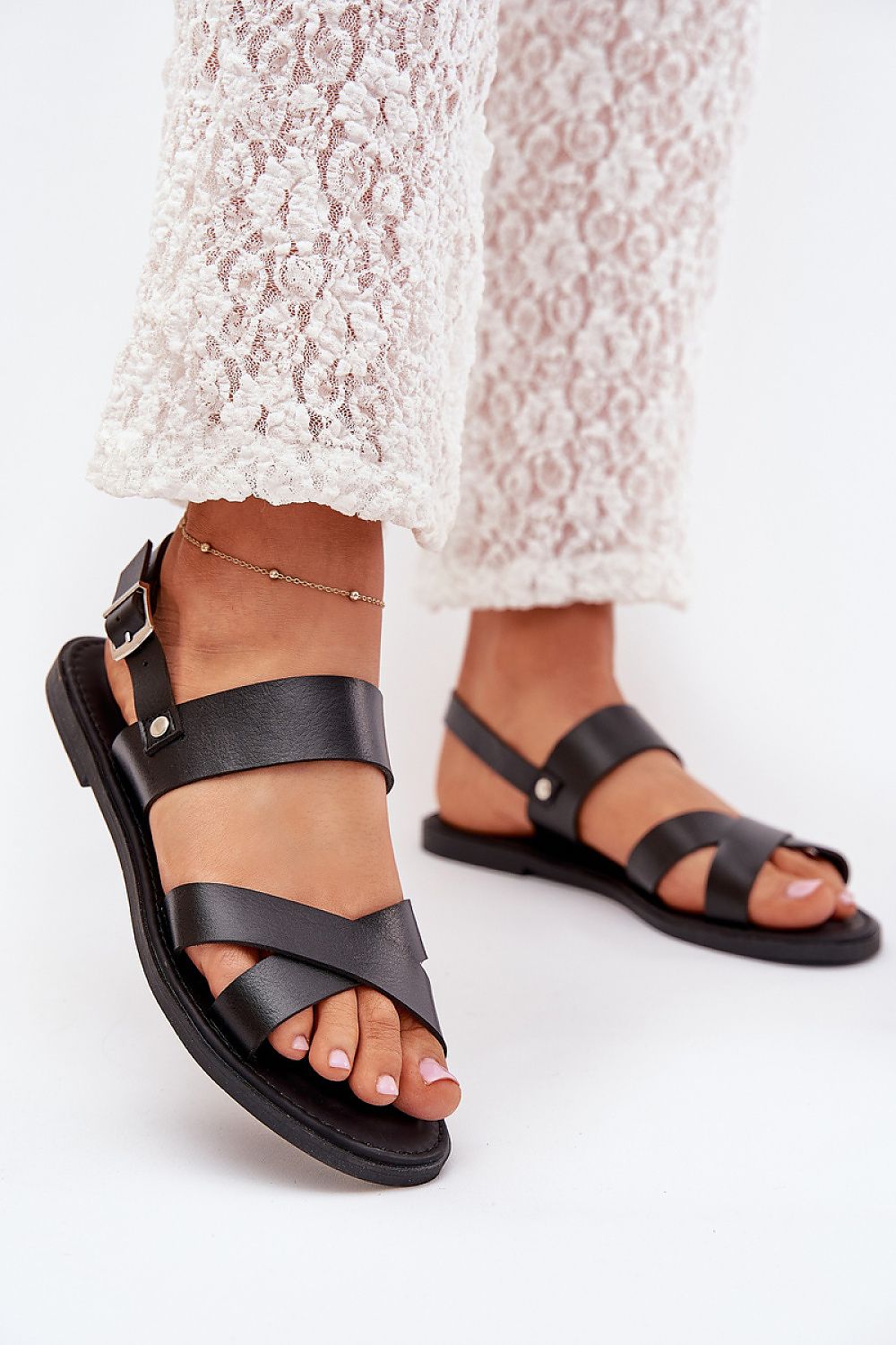 Luxury eco-leather women's sandals by Step in Style, featuring adjustable straps and interwoven design, perfect for summer fashion.