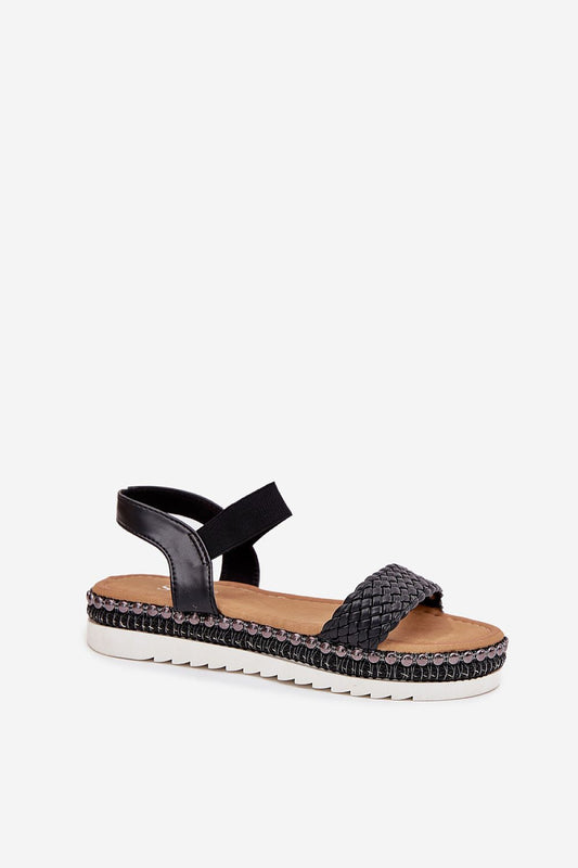 Luxury eco leather women's sandals with woven strap and slip-on platform from Step in Style, perfect for summer elegance.