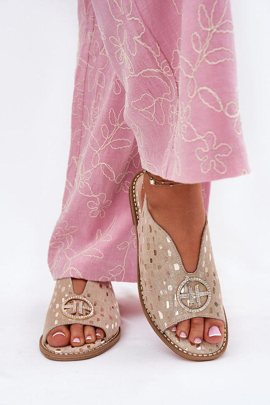 Luxury women's chic suede leather sandals with buckle from Step in Style, perfect for elegant summer outings, available in EU sizes 36-41.