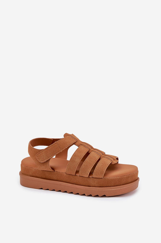 Stylish Women's Eco-Suede Sandals with Platform and Velcro Closure by Step in Style, ideal for combining luxury and functionality in warm weather fashion.