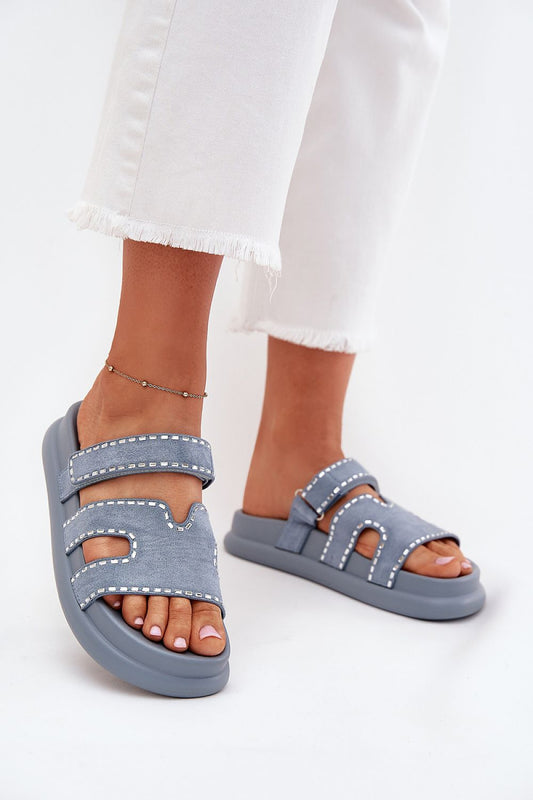 Luxury Women's Eco Suede Platform Flip-Flops with Adjustable Velcro Strap by Step in Style, perfect for summer, featuring a 3.5 cm platform and stylish casual design.
