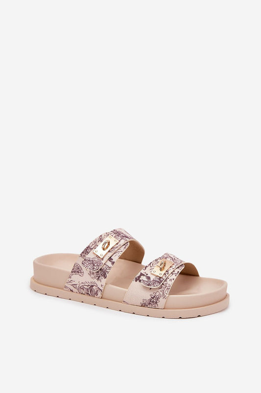 Elegant patterned sandals for women, crafted by Step in Style, showcasing gold elements for a fashionable summer look.