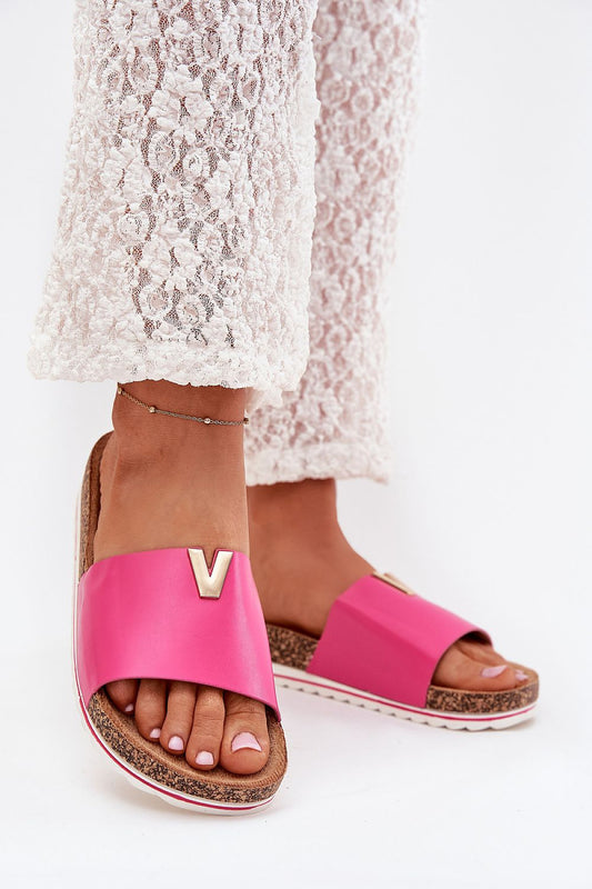 Luxury women's eco leather sandals beautifully designed by Step in Style, featuring elegant golden 'V' detail and a comfortable cork platform.