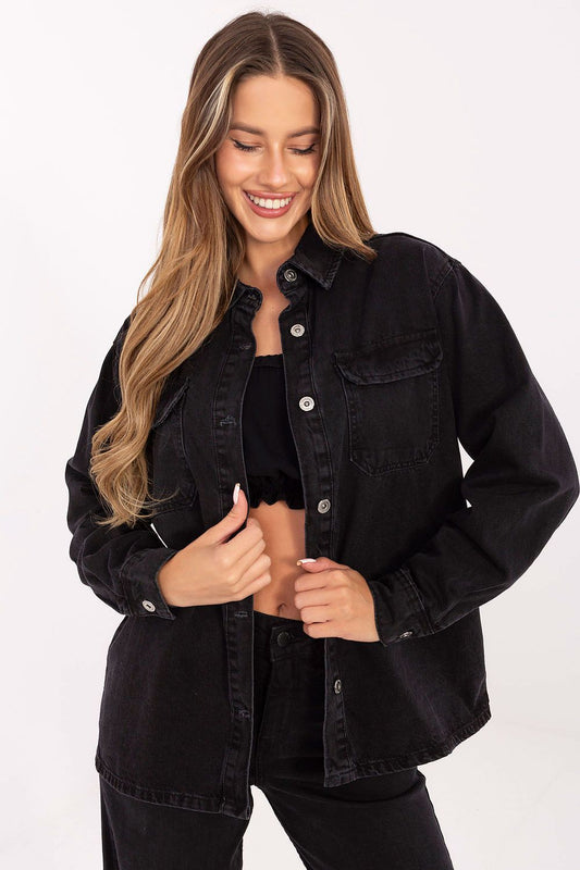 Elevate your wardrobe with the Sublevel Classic Denim Jacket, a timeless piece crafted from 100% cotton, featuring practical chest pockets and a sophisticated design, perfect for spring and summer elegance.