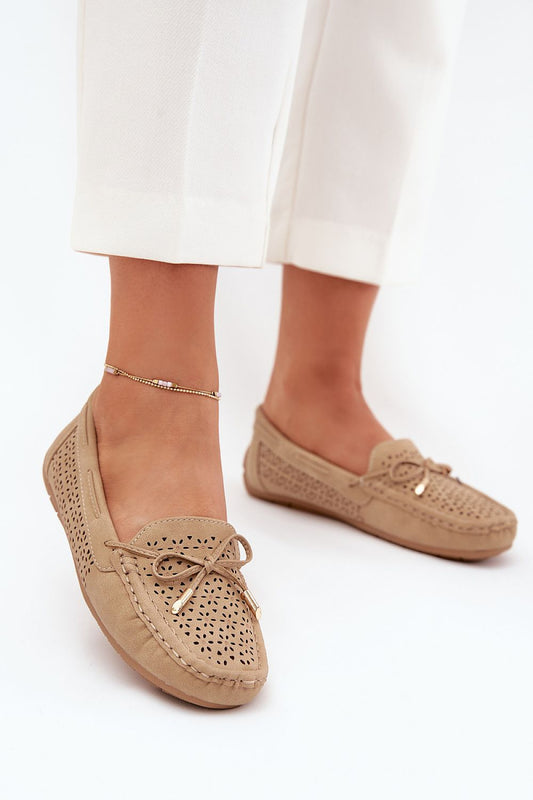 Elegant women's moccasin loafers in eco-leather by Step in style featuring a chic bow tie detail, suitable for spring and summer.