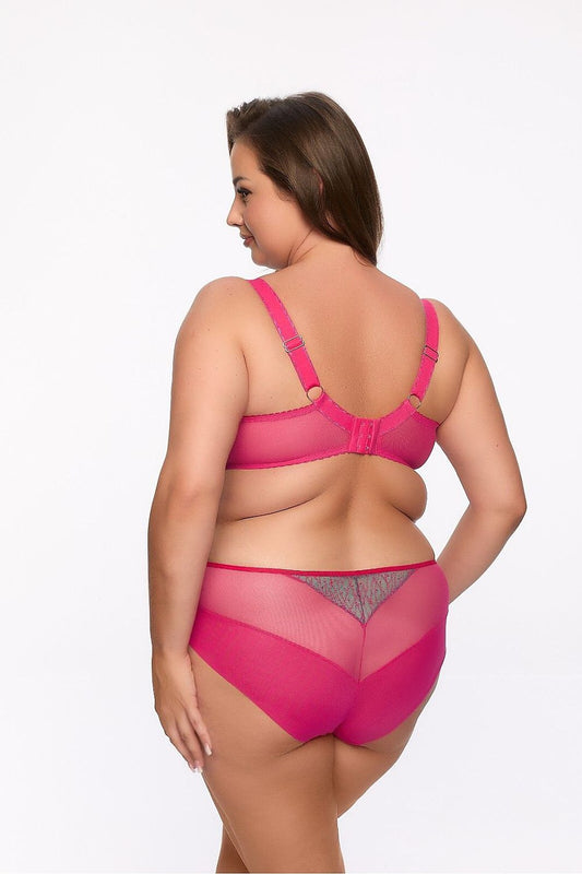 Close-up of Gaia Embroidered Classic Panties showcasing intricate embroidery and soft mesh, embodying comfort and femininity in a luxurious design.