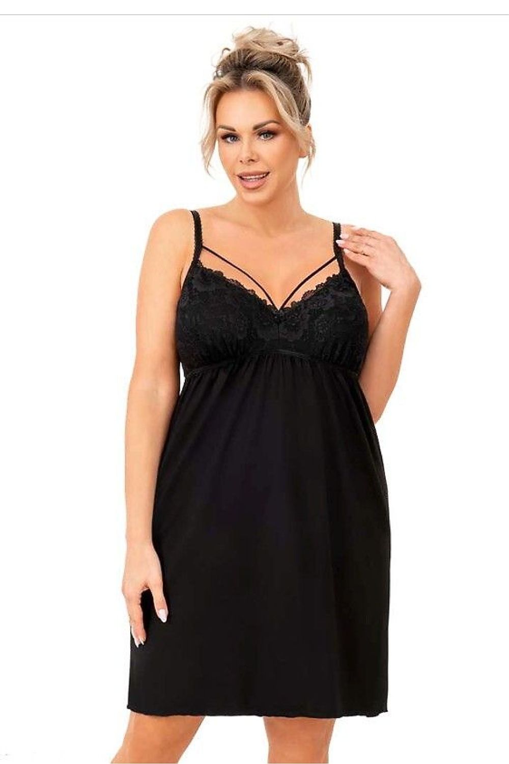Elegant luxury plus size nightshirt by Donna, featuring adjustable straps and crafted from soft viscose, embodying comfort and feminine grace.