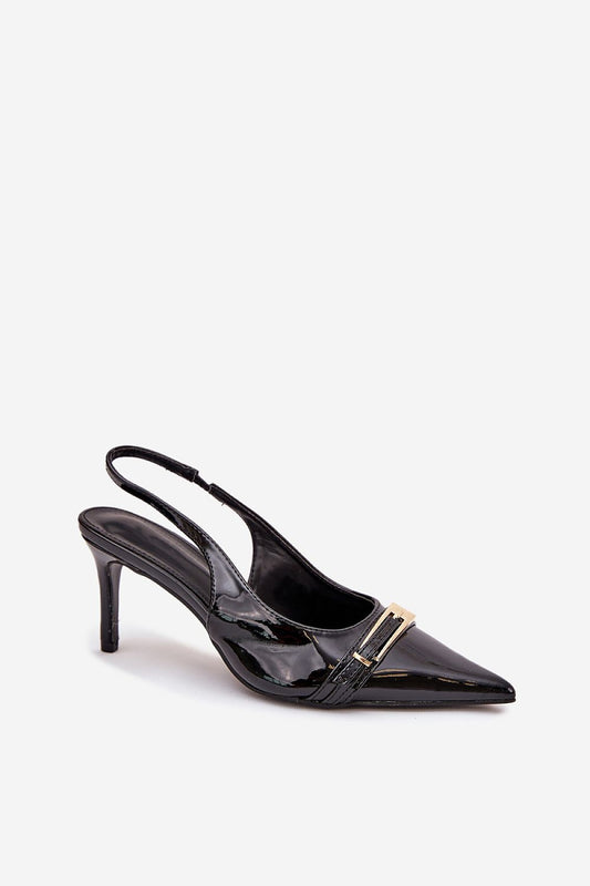 Chic stiletto pumps by Step in Style, showcasing a stylish design with a gold buckle and eco-leather, ideal for evening outings.