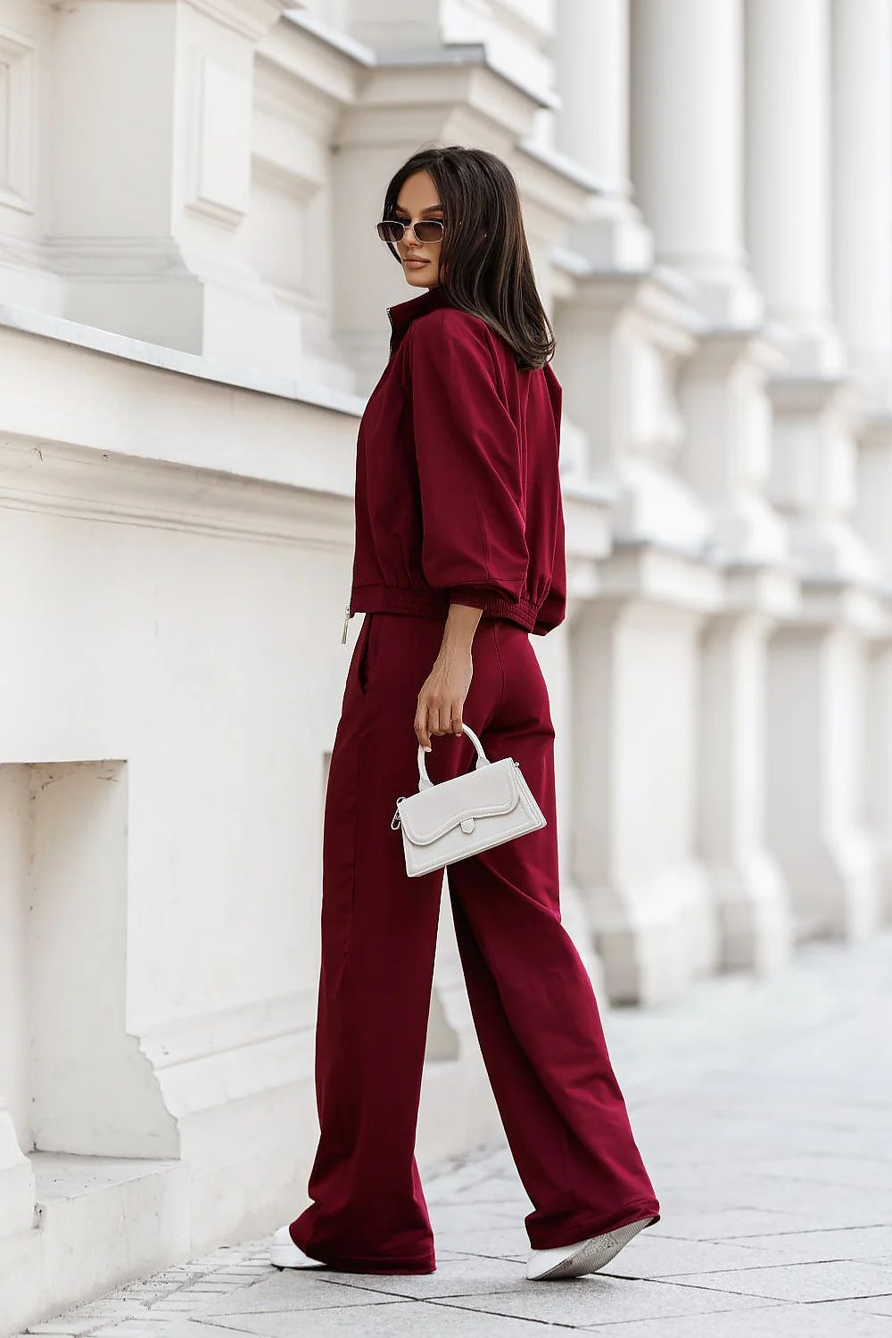 LaBalancia Women's Luxury Cotton 3-Piece Set featuring a stylish zip-up sweatshirt, elegant ribbed top, and flared pants, perfect for everyday casual wear.