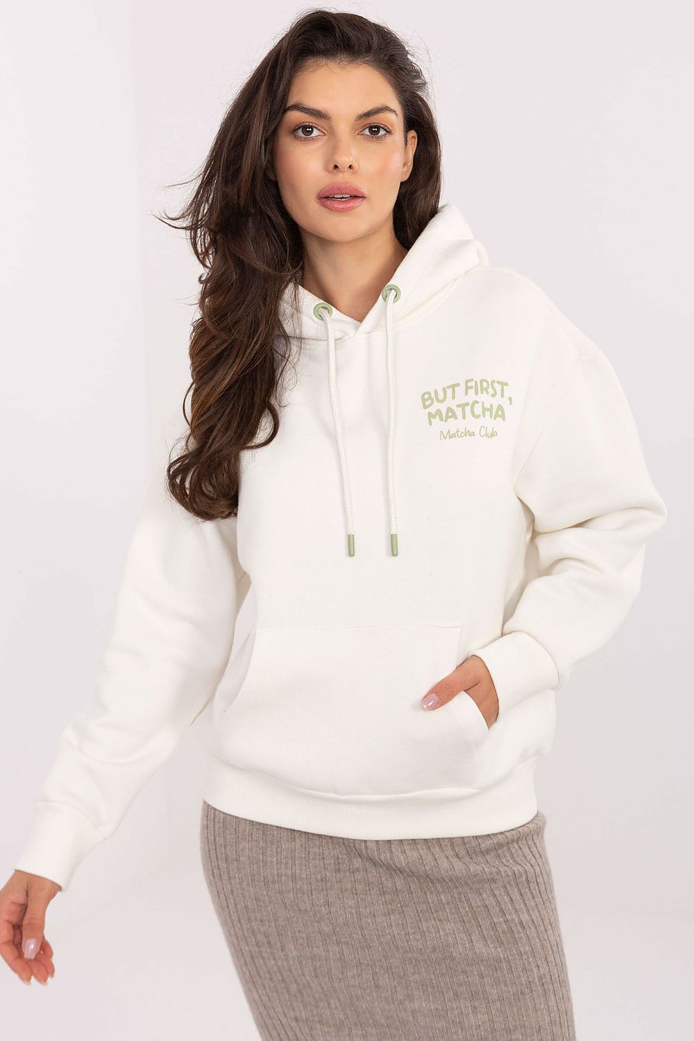 Elegant Sublevel Women's Casual Cotton-Polyester Hoodie in soft fabric, showcasing a chic front and back print, ideal for a modern urban style.