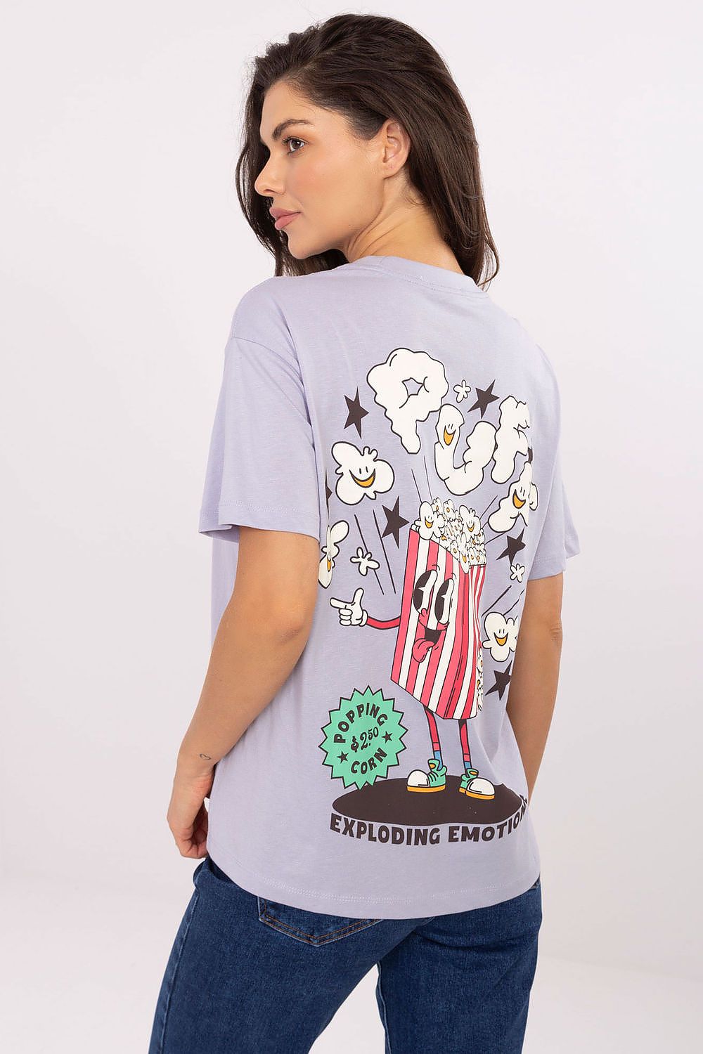 Stylish Sublevel Women's Cotton T-Shirt paired with fashionable jeans, perfect for chic casual wear.