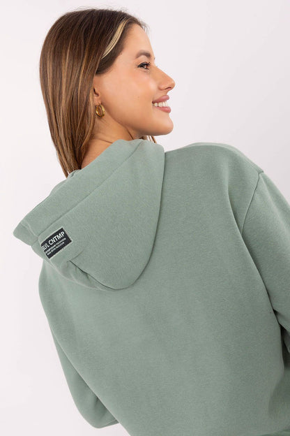 Luxury women's casual sweatshirt by Sublevel, featuring a hood and kangaroo pocket, ideal for stylish warmth in sizes XS-XXL.
