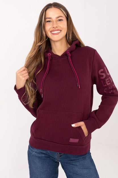Luxury women's casual sweatshirt with hood and kangaroo pocket by Sublevel, offering comfort and style in sizes XS to XXL.