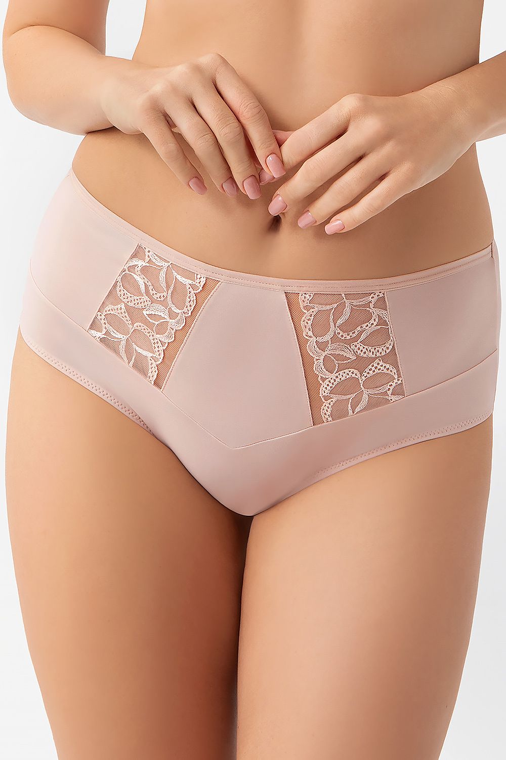 Gorsenia Luxury Panties featuring elegant delicate embroidery, soft cotton insert, and a smooth back for comfort, available in sizes S to XXXL.